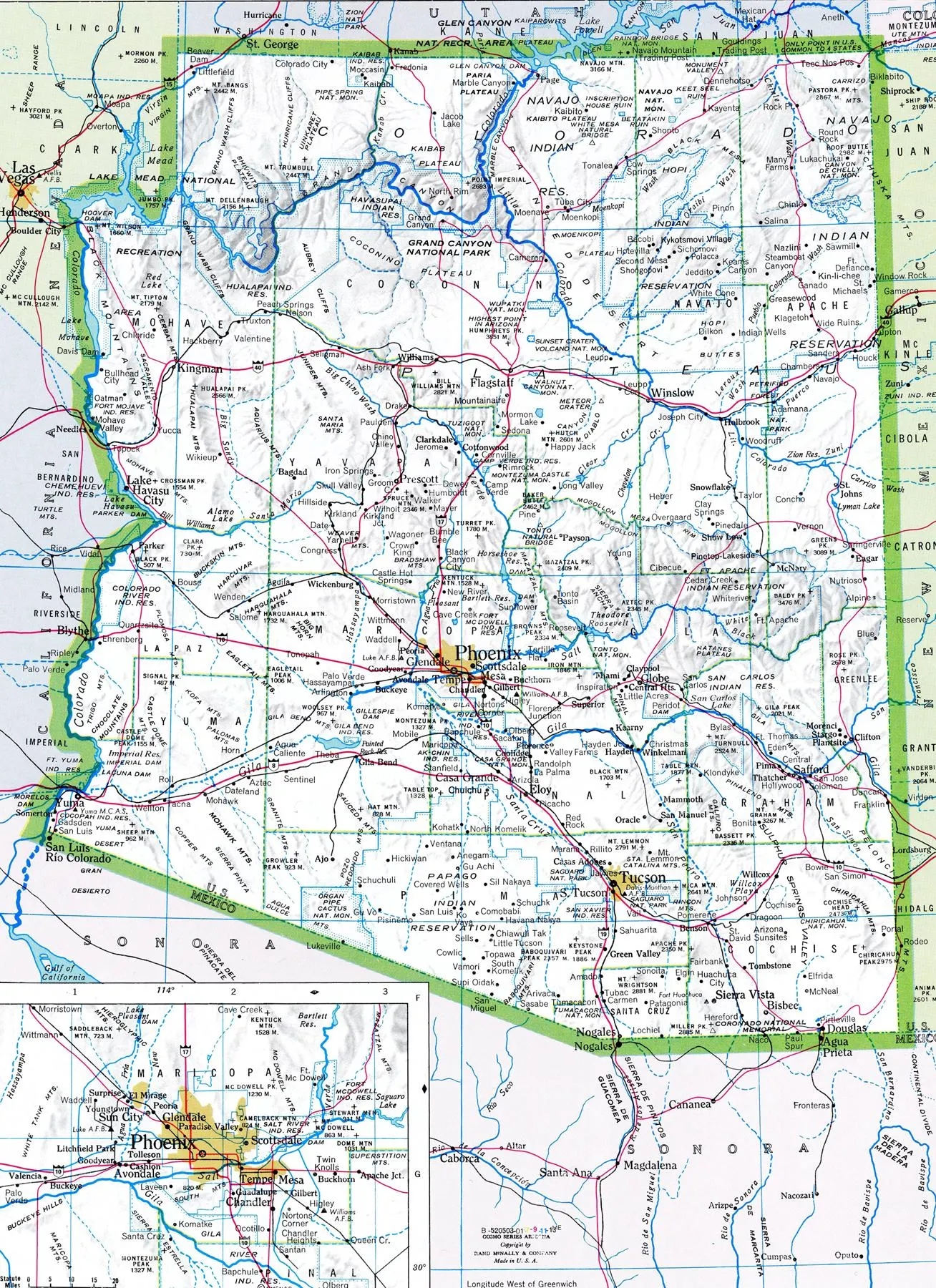 Large Printable Map Of Arizona