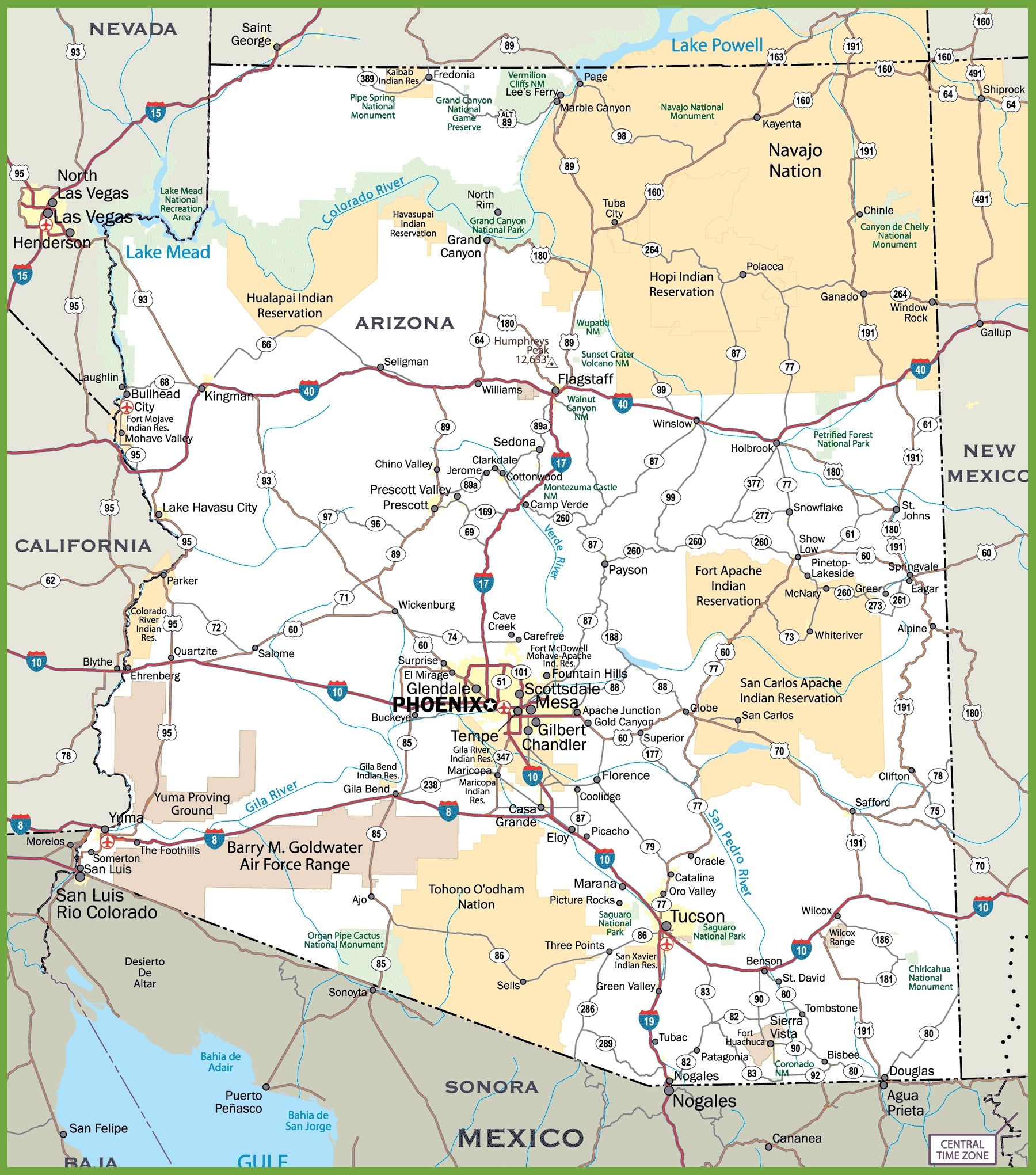 Free Printable Arizona Map