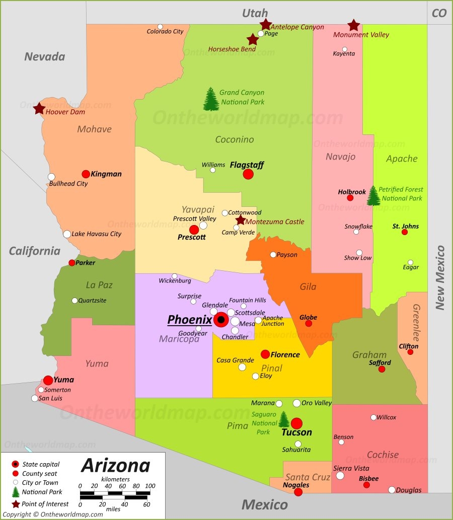Arizona State Map USA Maps Of Arizona AZ 