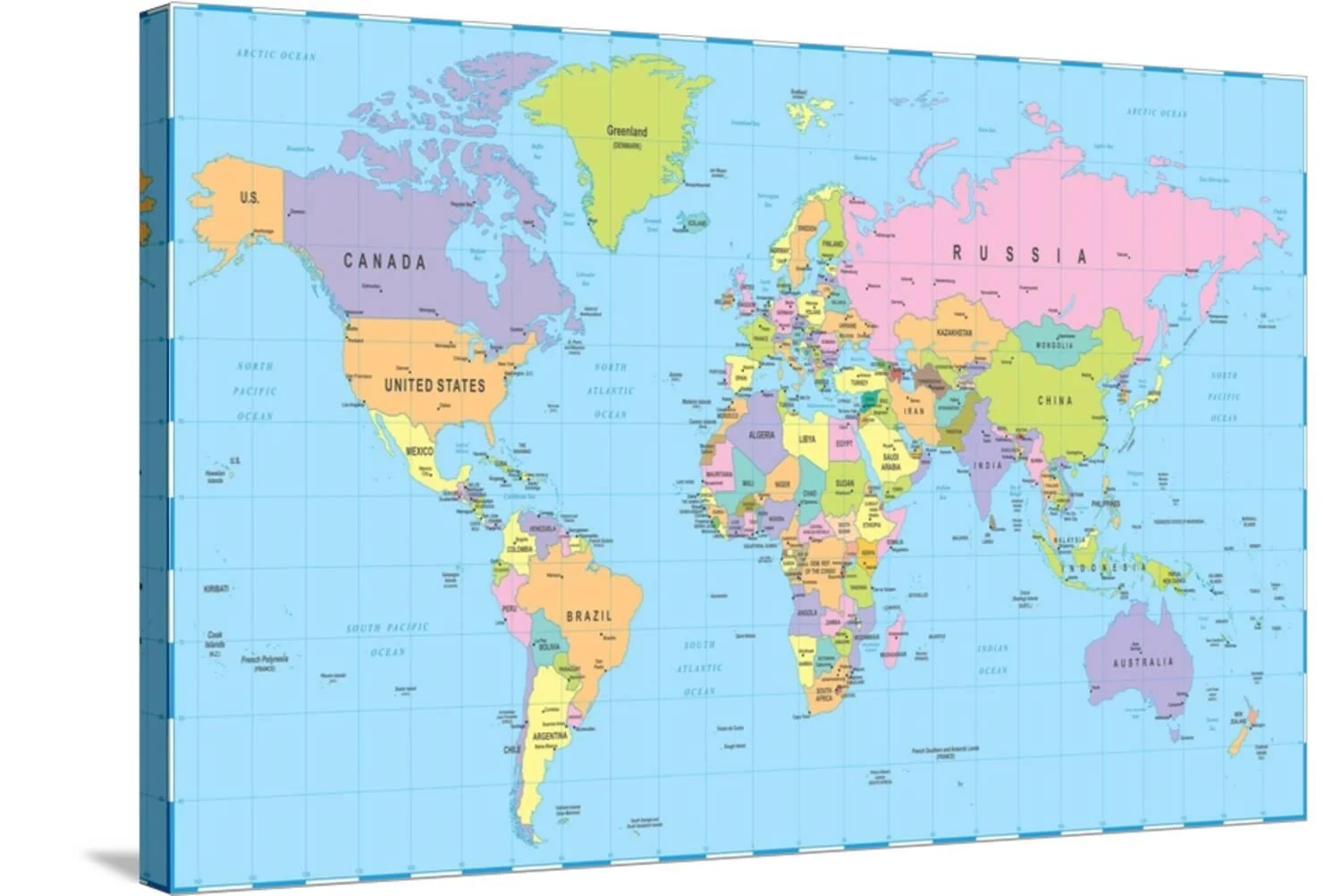 Art Colored World Map Borders Countries And Cities Illustration Art Print By Dikobraziy 24 X 16 Walmart