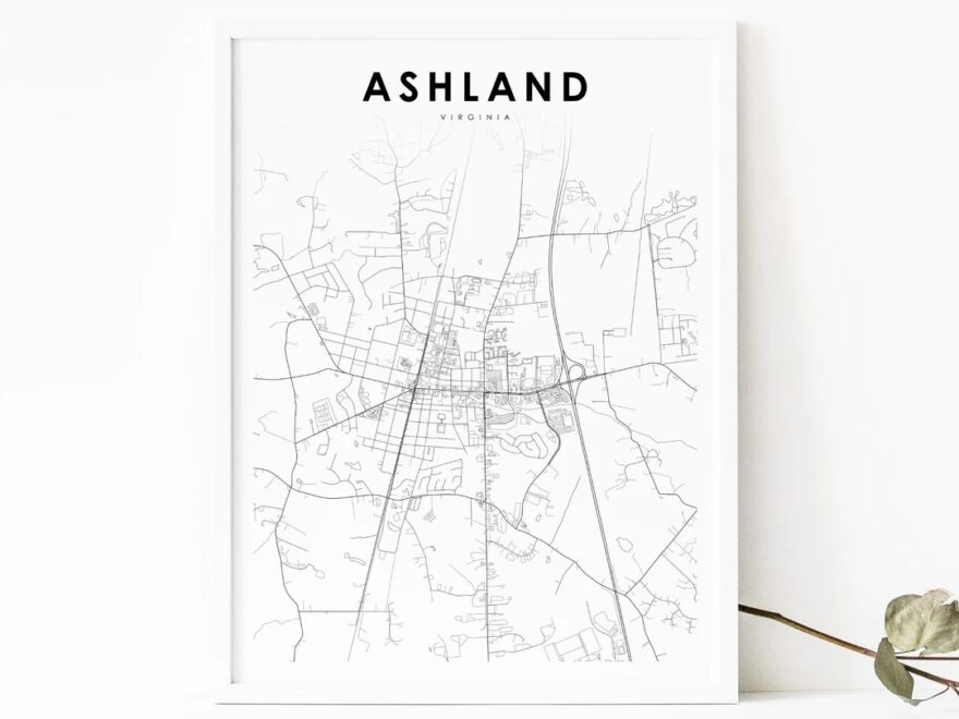 Ashland VA Map Print Virginia USA Map Art Poster Hanover County City Street Road Map Print Nursery Room Wall Office Decor Printable Map Etsy