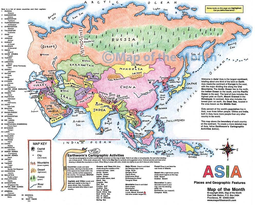Printable Asia Map With Countries
