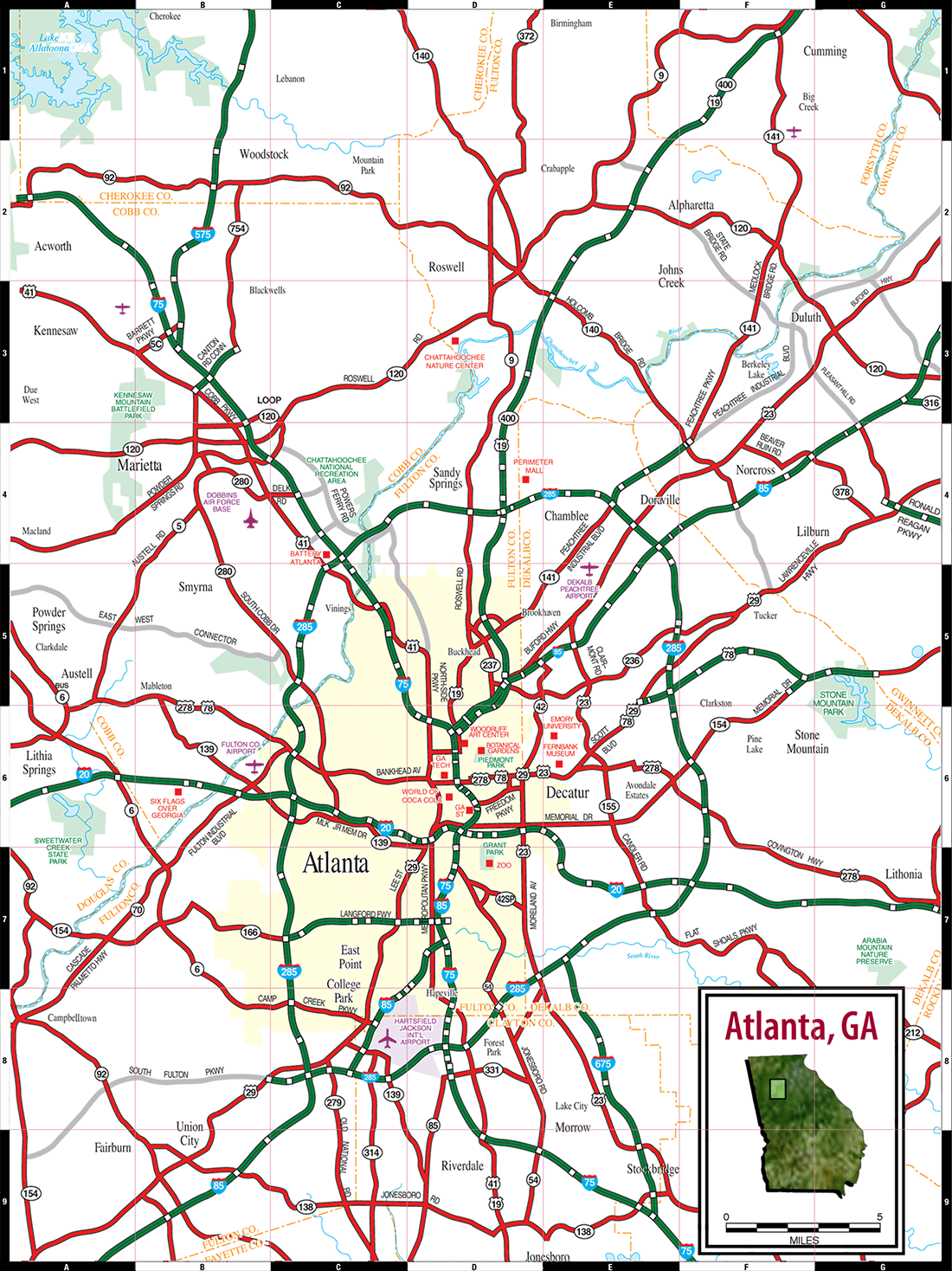 Printable Map Of Atlanta Ga