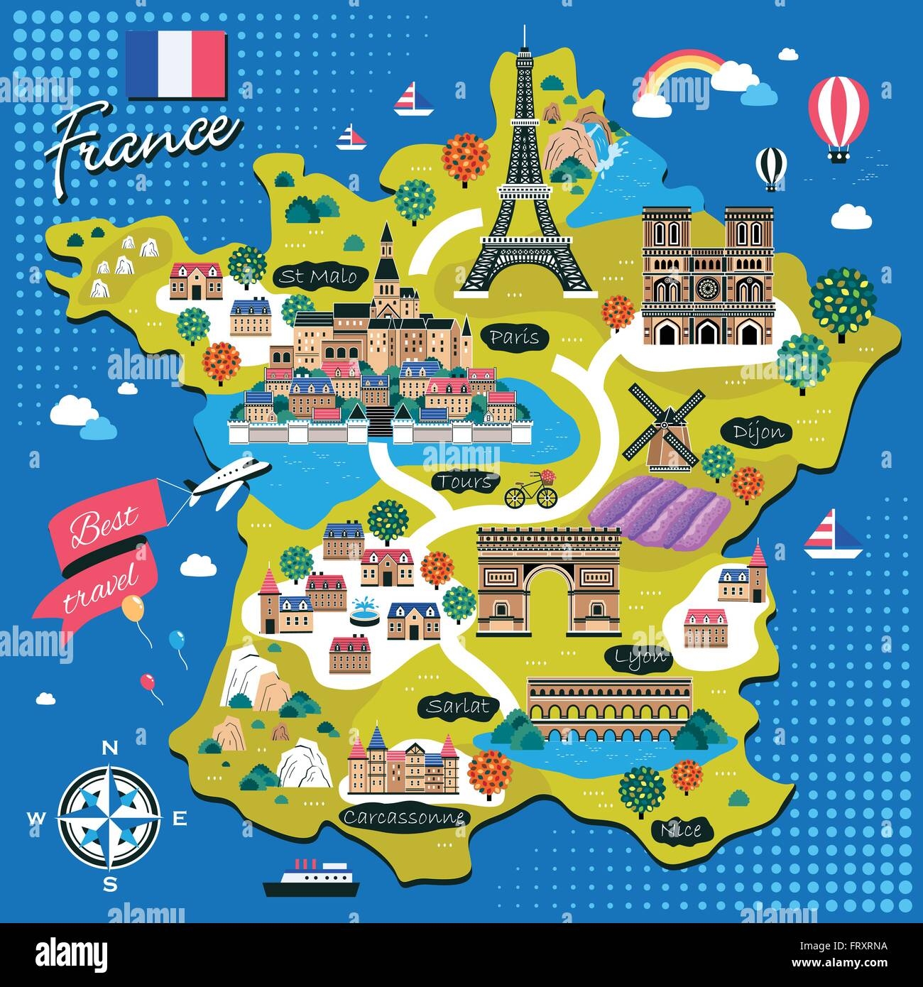 Attractive France Travel Map With Attractions In Flat Design Stock Vector Image Art Alamy Attractive France Travel Map With Attractions In Flat Design Stock Vector Image Art Alamy