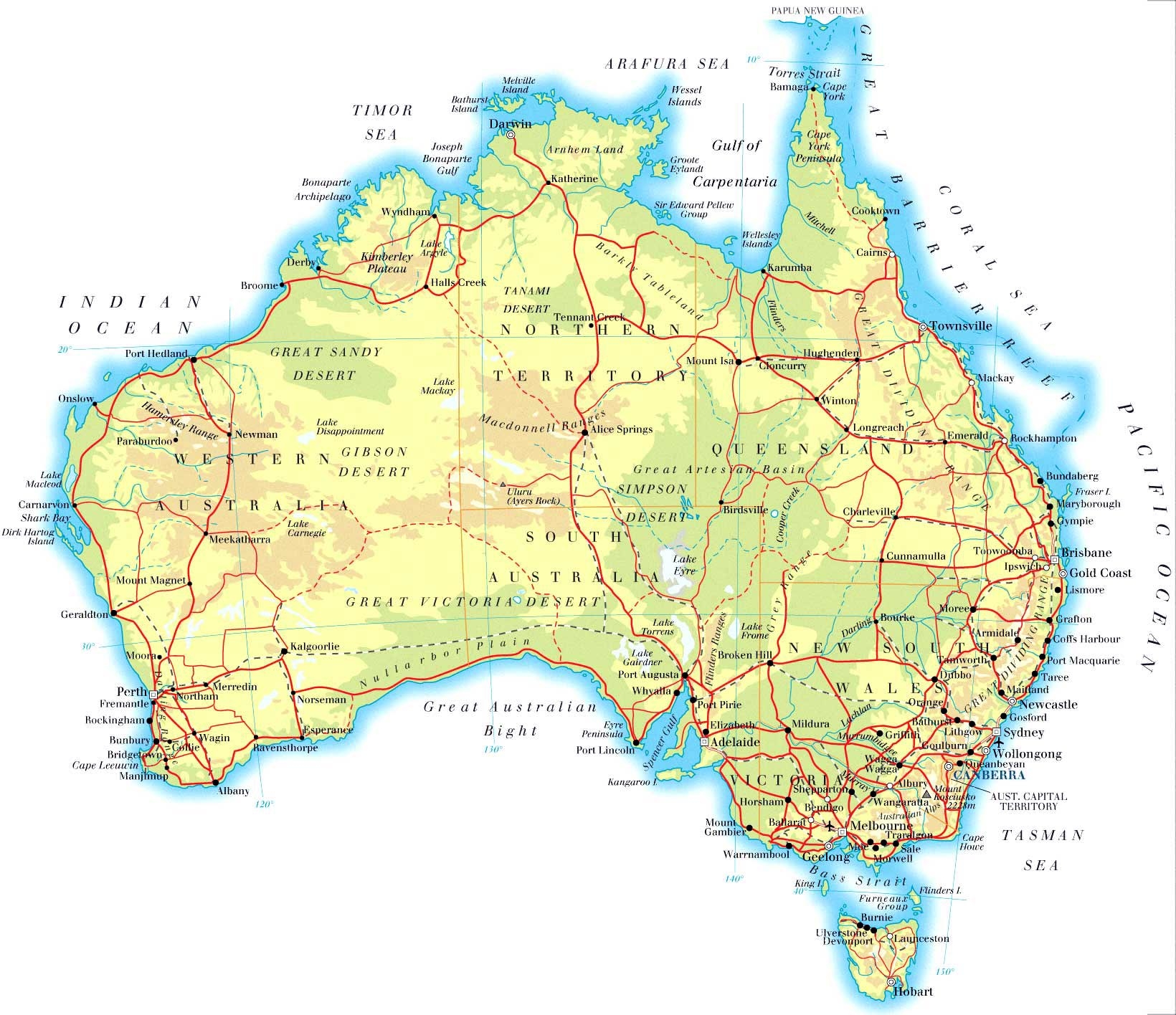 Australia Road Map Free Printable