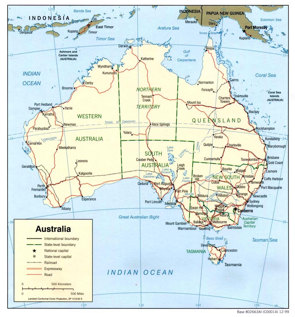 Australia State Map Printable