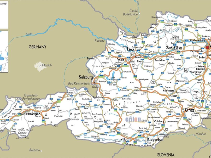 Austria Cities Map Detailed Map Of Austria With Cities Western Europe Europe