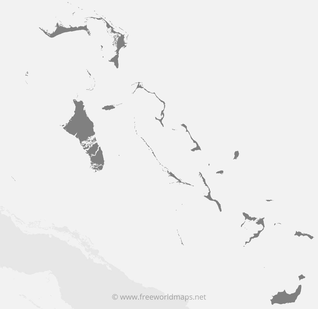 Bahamas Map Geographical Features Of Bahamas Of The Caribbean Freeworldmaps