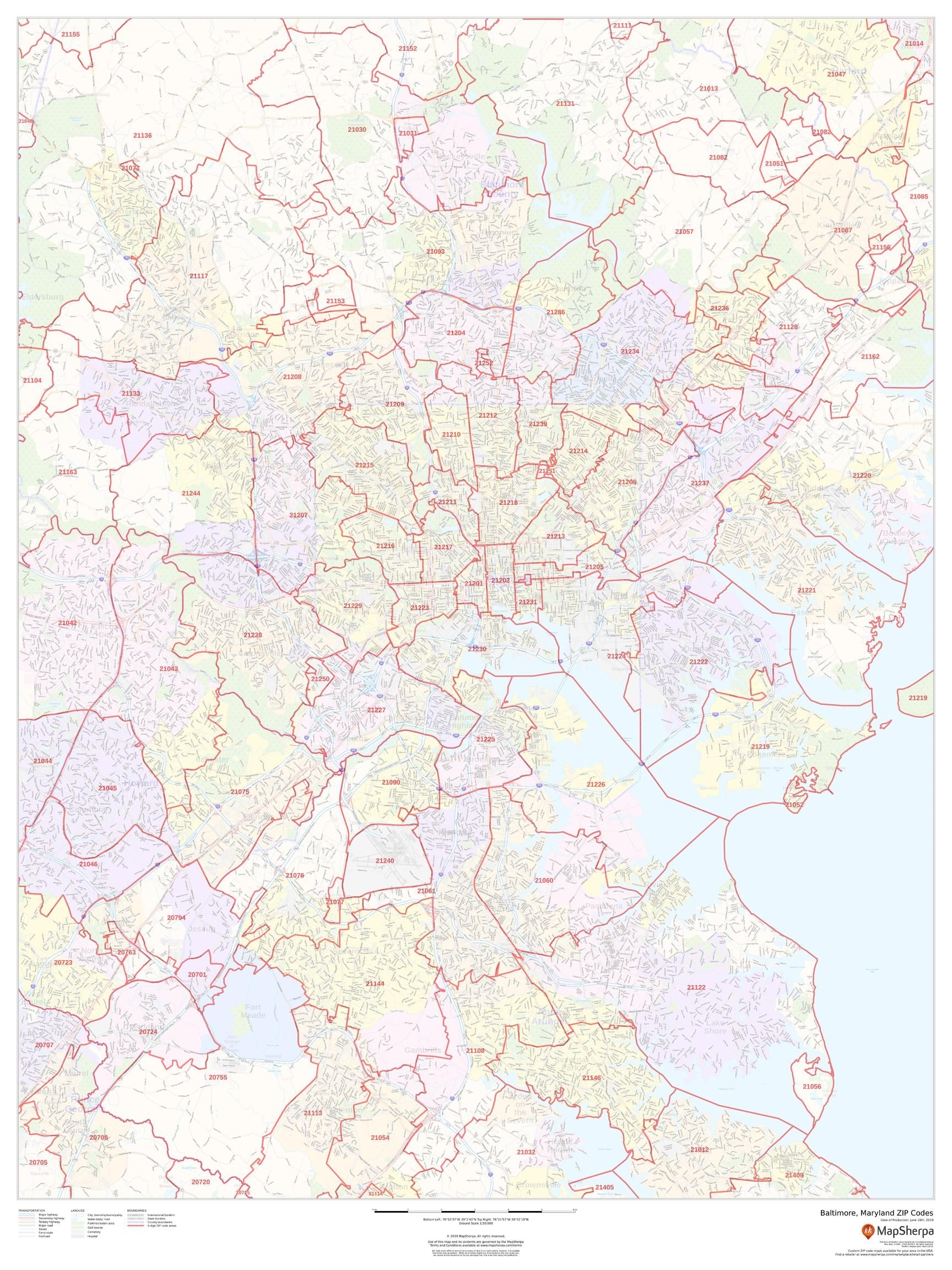 Baltimore Maryland ZIP Codes Map Baltimore Maryland ZIP Codes Map