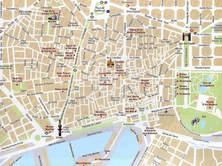 Barcelona Old Town Map Map Of Barcelona Old Town Catalonia Spain