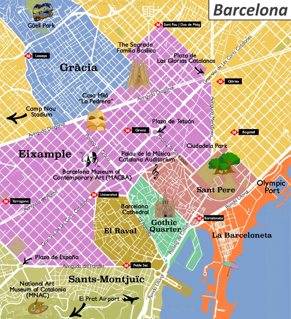Barcelona Tourist Attractions Map Ontheworldmap Barcelona Tourist Attractions Map Ontheworldmap