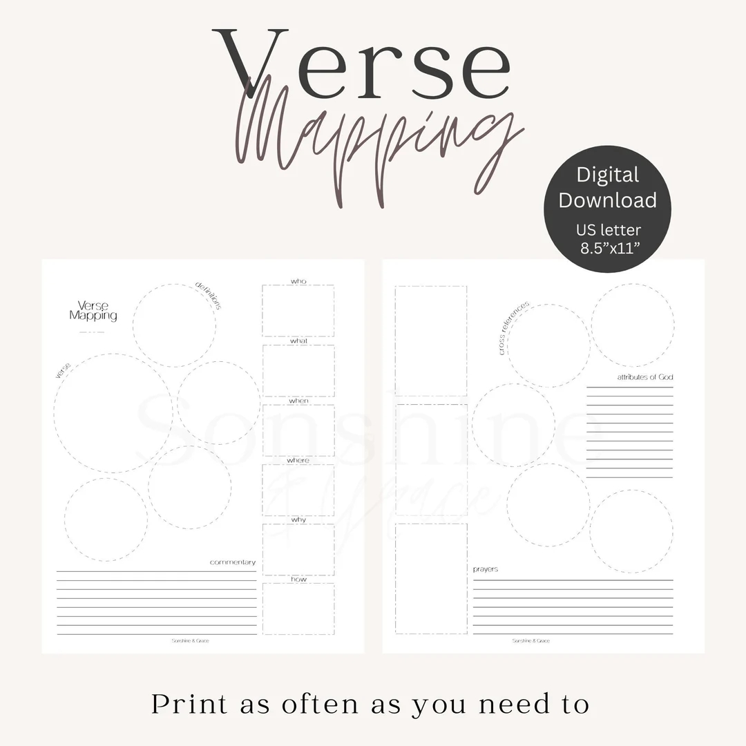 Bible Verse Mapping Printable Bible Study Bible Journaling Etsy