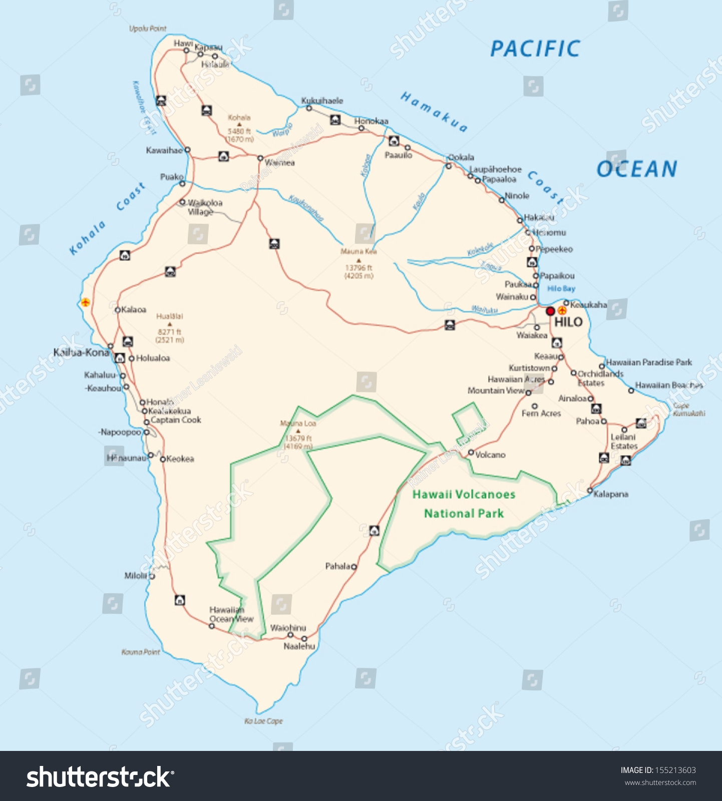 Big Island Hawaii Map Stock Vector Royalty Free 155213603 Shutterstock Big Island Hawaii Map Stock Vector Royalty Free 155213603 Shutterstock