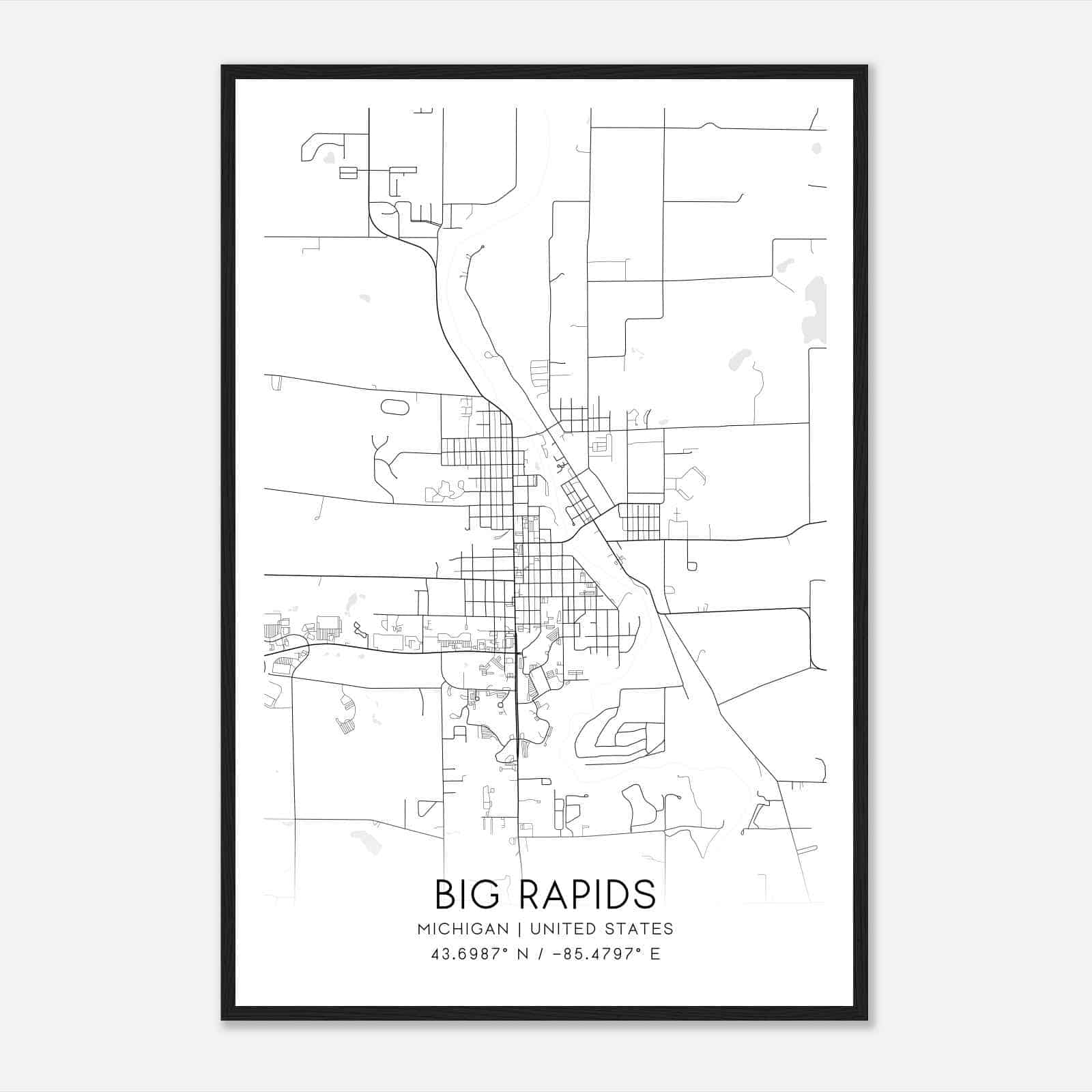 Big Rapids Michigan Printable Map