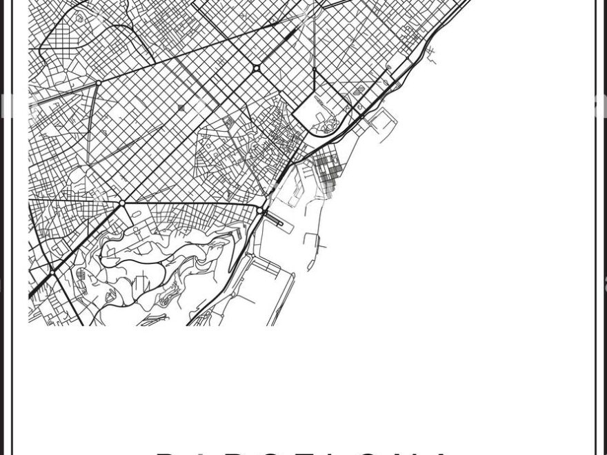 Black And White Printable Barcelona City Map Poster Design Vector Illistration Stock Vector Image Art Alamy