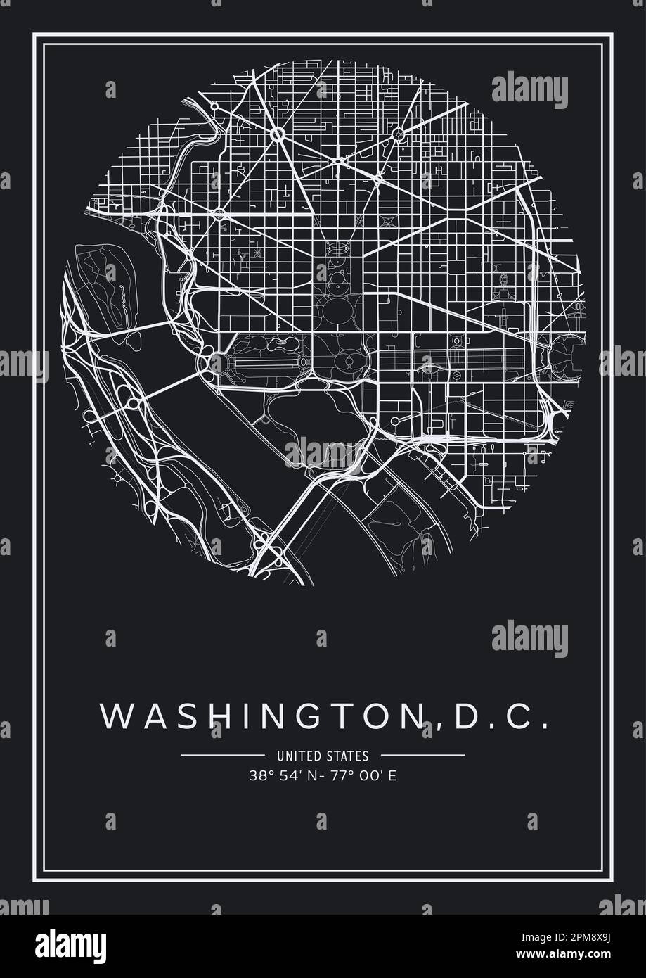 Black And White Printable Washington D C City Map Poster Design Vector Illistration Stock Vector Image Art Alamy