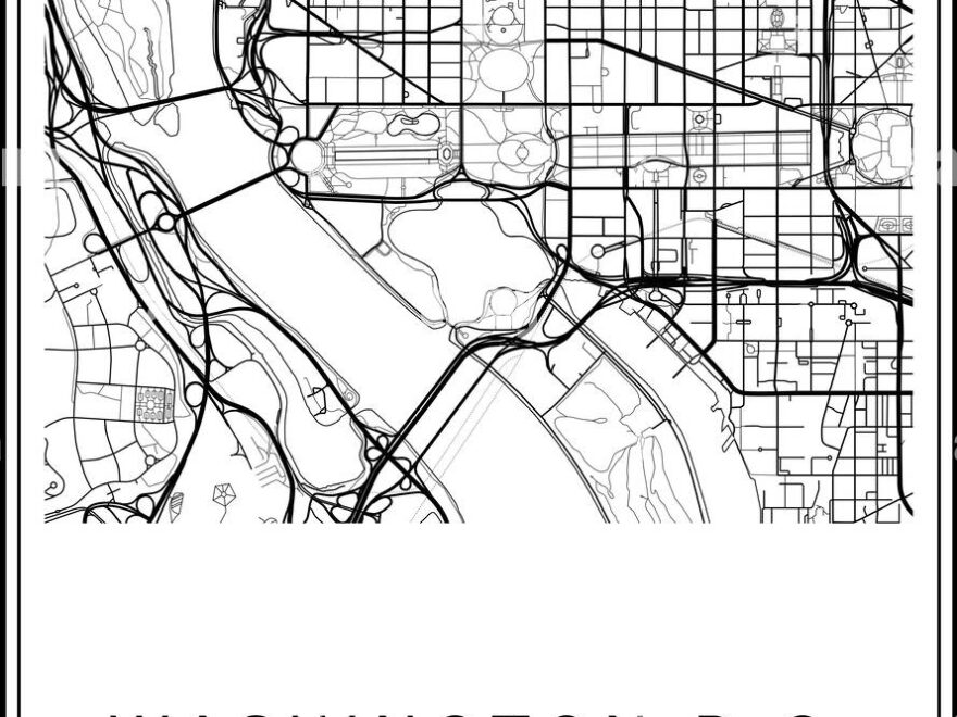 Black And White Printable Washington D C City Map Poster Design Vector Illistration Stock Vector Image Art Alamy