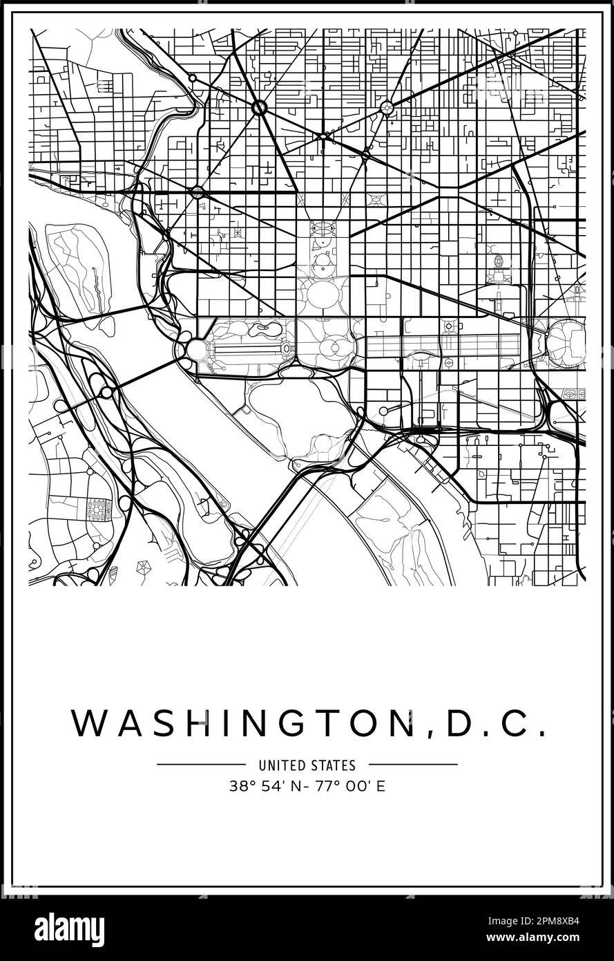 Black And White Printable Washington D C City Map Poster Design Vector Illistration Stock Vector Image Art Alamy