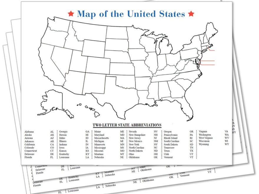 Blank 50 United States Map Poster 10 Pack USA US Educational Map With State Abbreviations Home School Printed On Cover Stock Paper Etsy