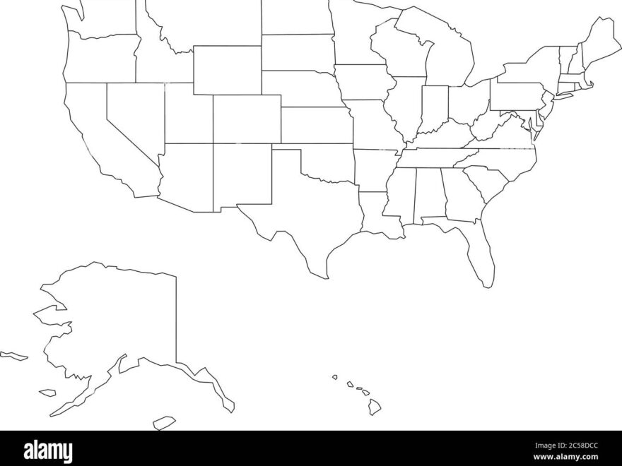 Blank Black Vector Outline Map Of USA United States Of America Stock Vector Image Art Alamy