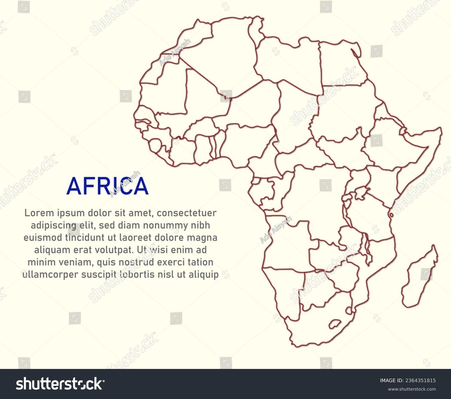 Blank Map Africa Printable Outline Map Stock Illustration 2364351815 Shutterstock