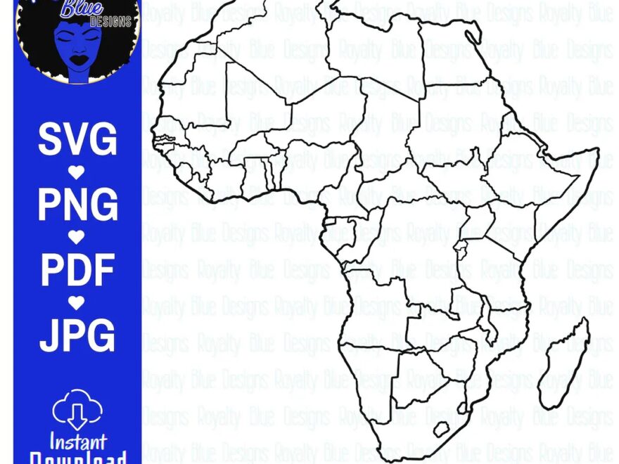Blank Map Of AFRICA Continent Black Outline African Geography Countries Printable World Atlas Geographical Worksheet Svg Png Etsy UK