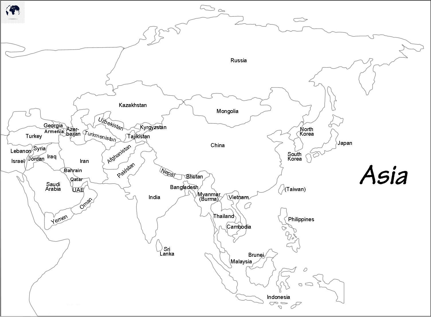 Blank Map Of Asia Outline Blank World Map
