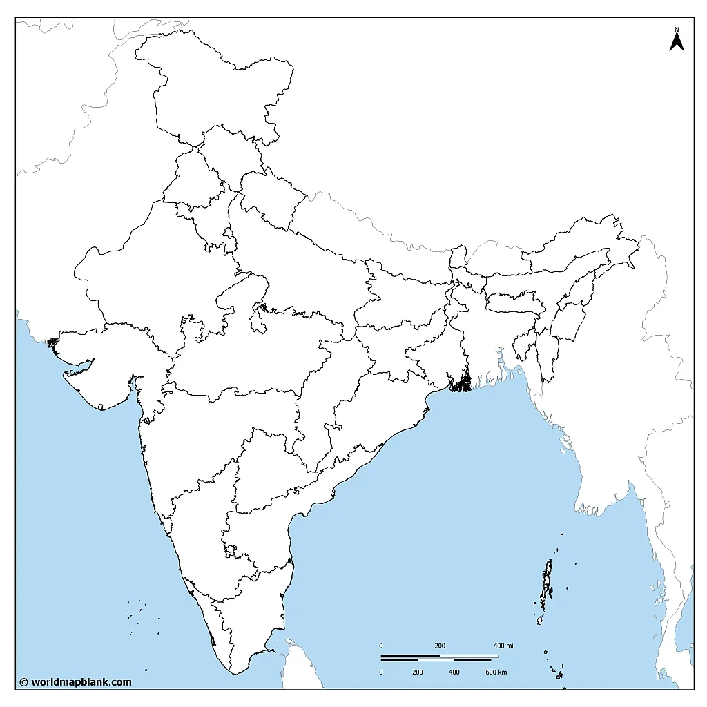 Blank Map Of India Printable Outline Map Of India PDF 