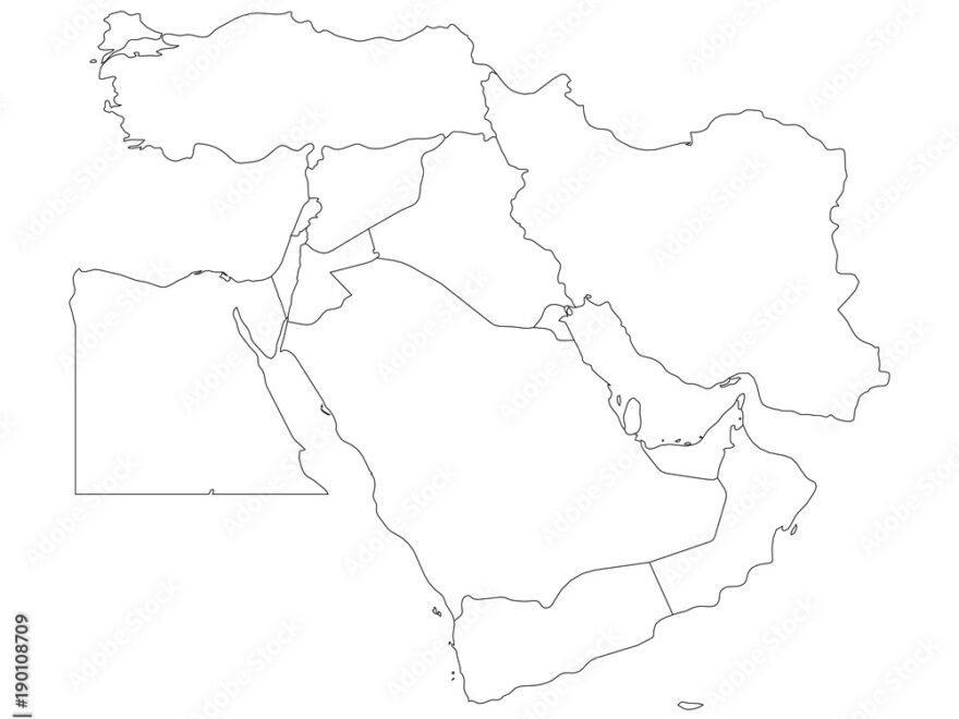 Blank Map Of Middle East Or Near East Simple Flat Outline Vector Ilustration Stock Vector Adobe Stock