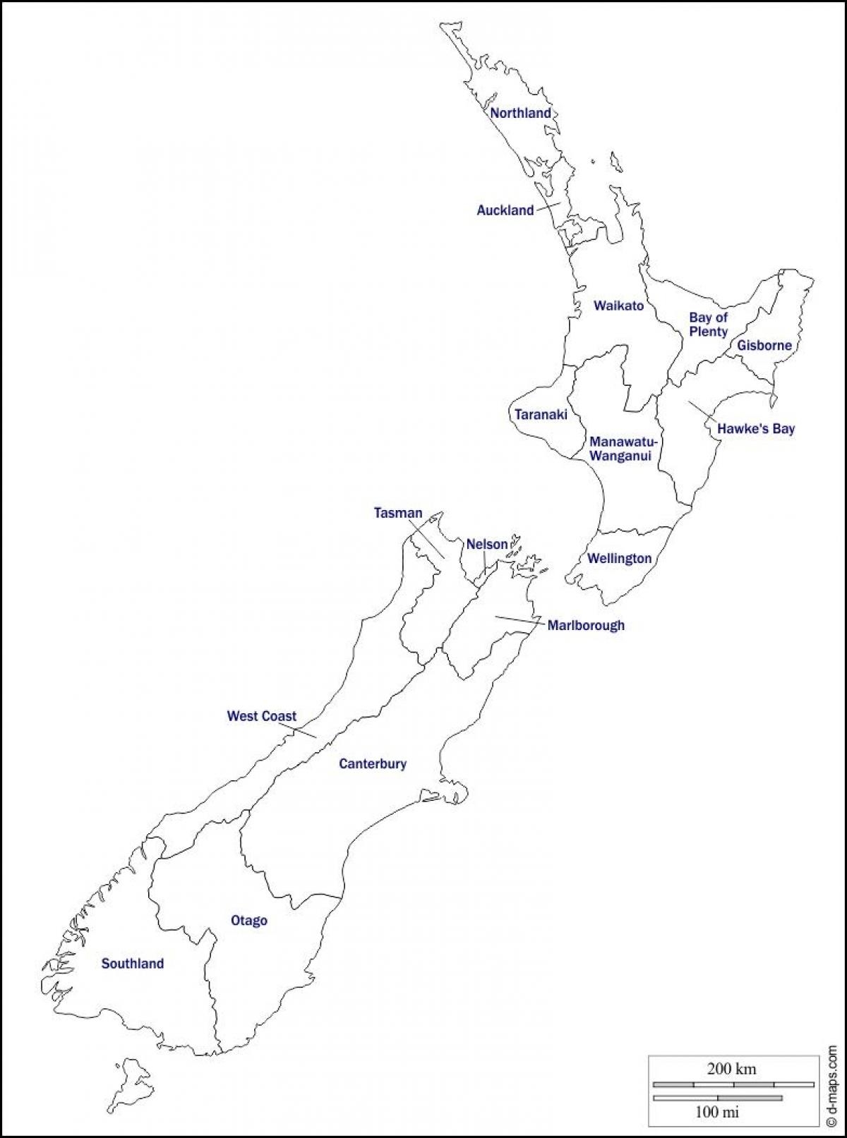 Printable Blank Map Of New Zealand