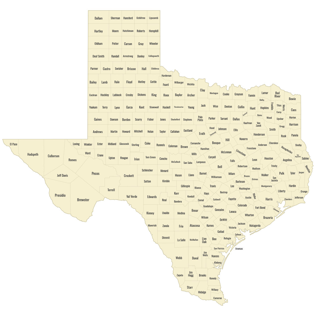 Blank Map Of Texas Counties Ultimaps
