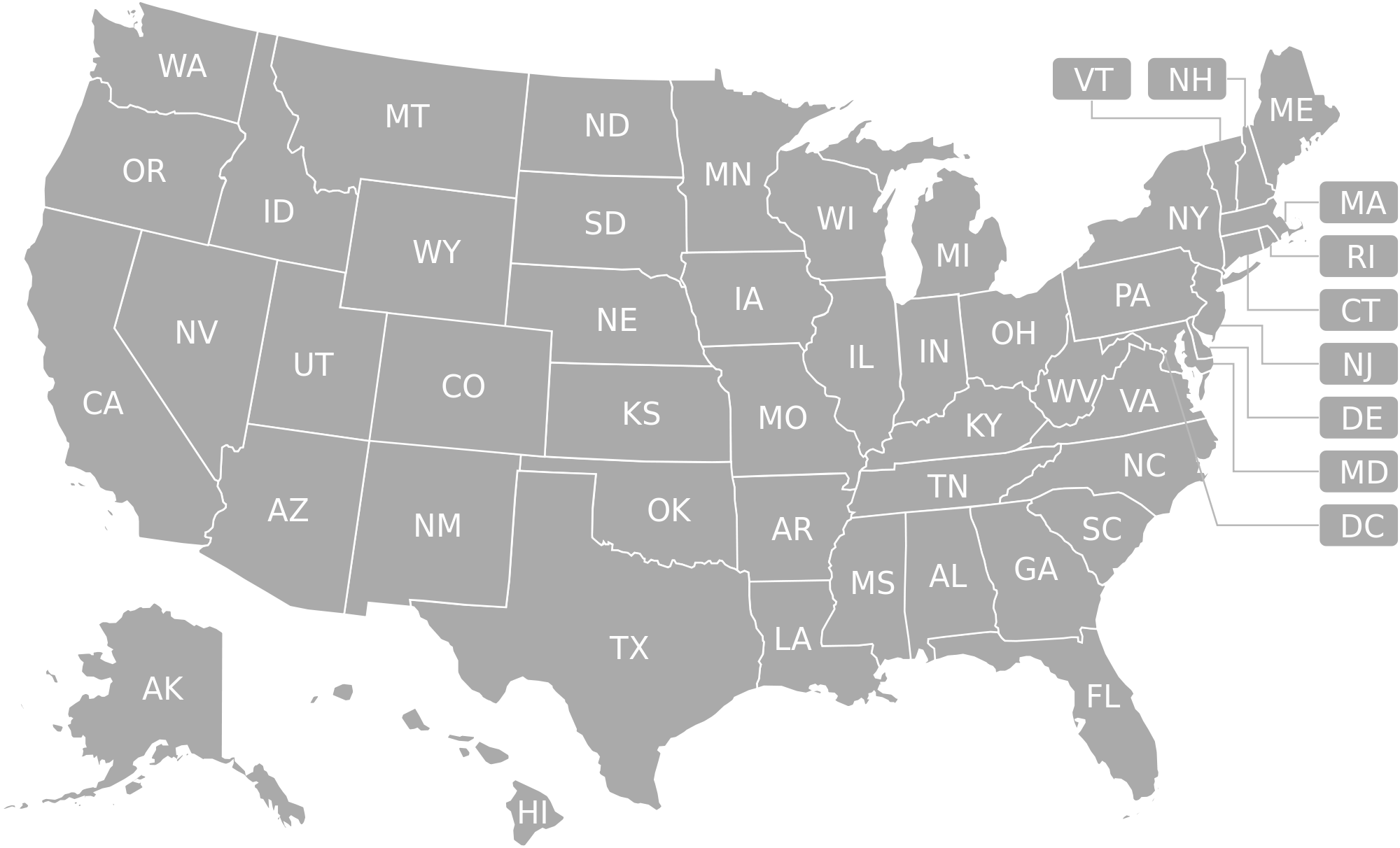 Blank Map Of The United States States Geography Printable Reference PNG