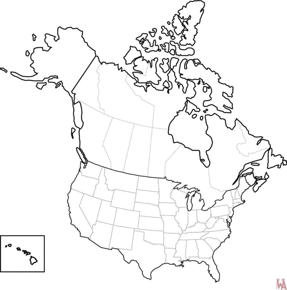 Blank Outline Map Of The United States And Canada WhatsAnswer Worksheets Library