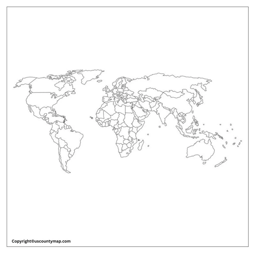 Blank World Map With Countries Borders Continents