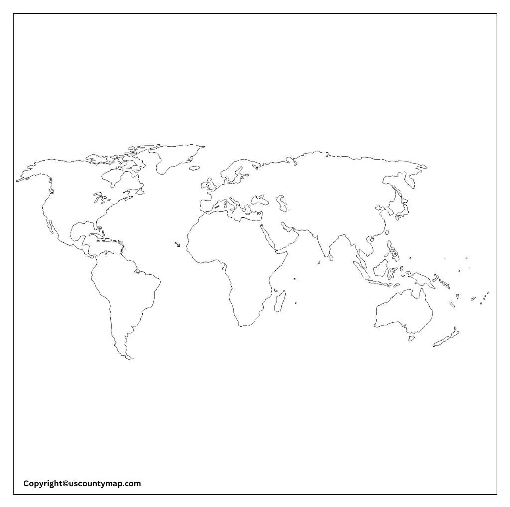 Blank World Map With Countries Borders Continents