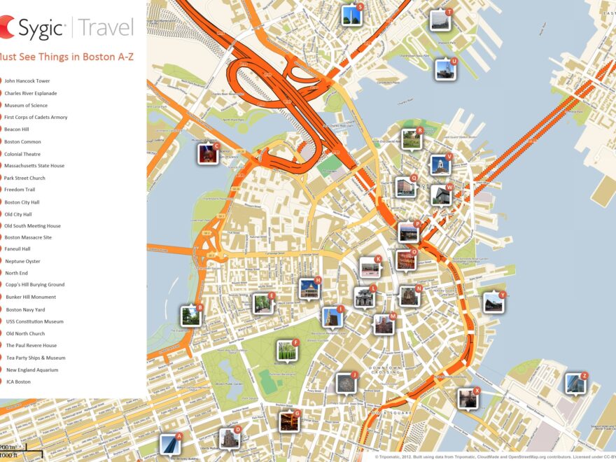 Boston Printable Tourist Map Tripomatic