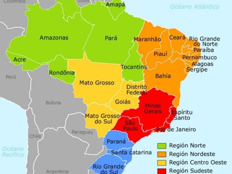 Brazil Map Regions Brazil Regions Map South America Americas