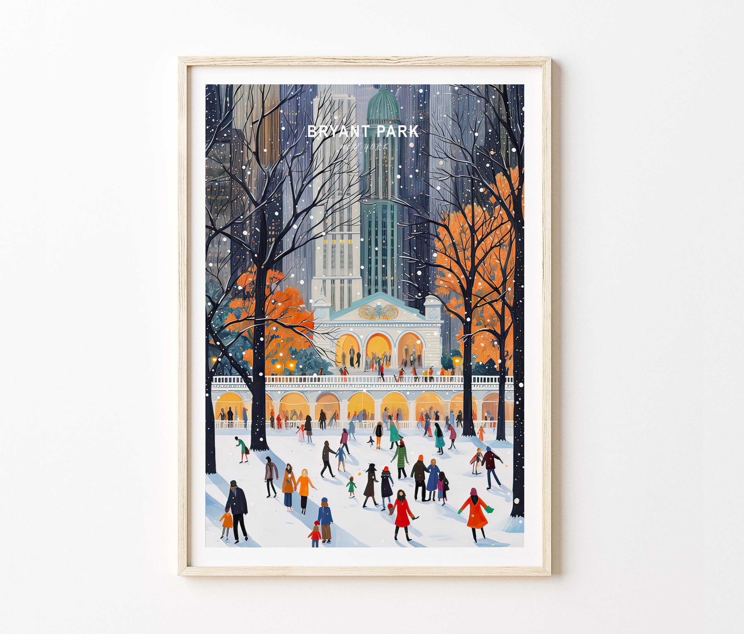 Bryant Park New York Travel Poster Bryant Park Print New York Wall Art Birthday Present Home Decor Christmas Gifts Etsy