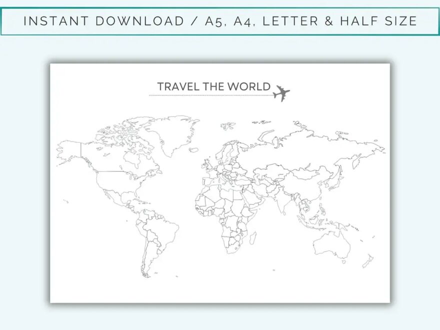 Buy Blank Outline Map Of The World Where I ve Been Printable Blank World Map Travel Map Bucket List Map Landscape 4 Sizes Digital File Online In India Etsy