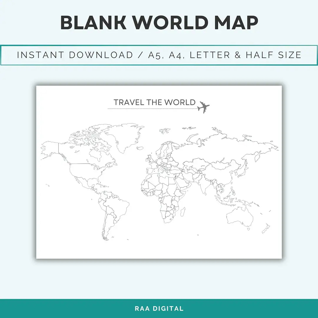Buy Blank Outline Map Of The World Where I ve Been Printable Blank World Map Travel Map Bucket List Map Landscape 4 Sizes Digital File Online In India Etsy