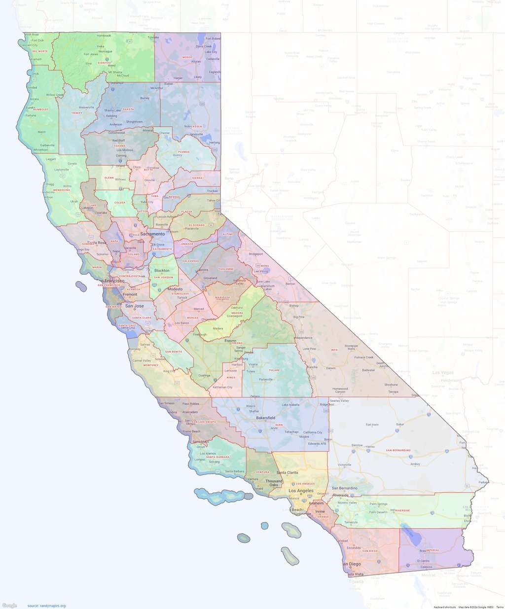 California County Map Shown On Google Maps California County Map Shown On Google Maps