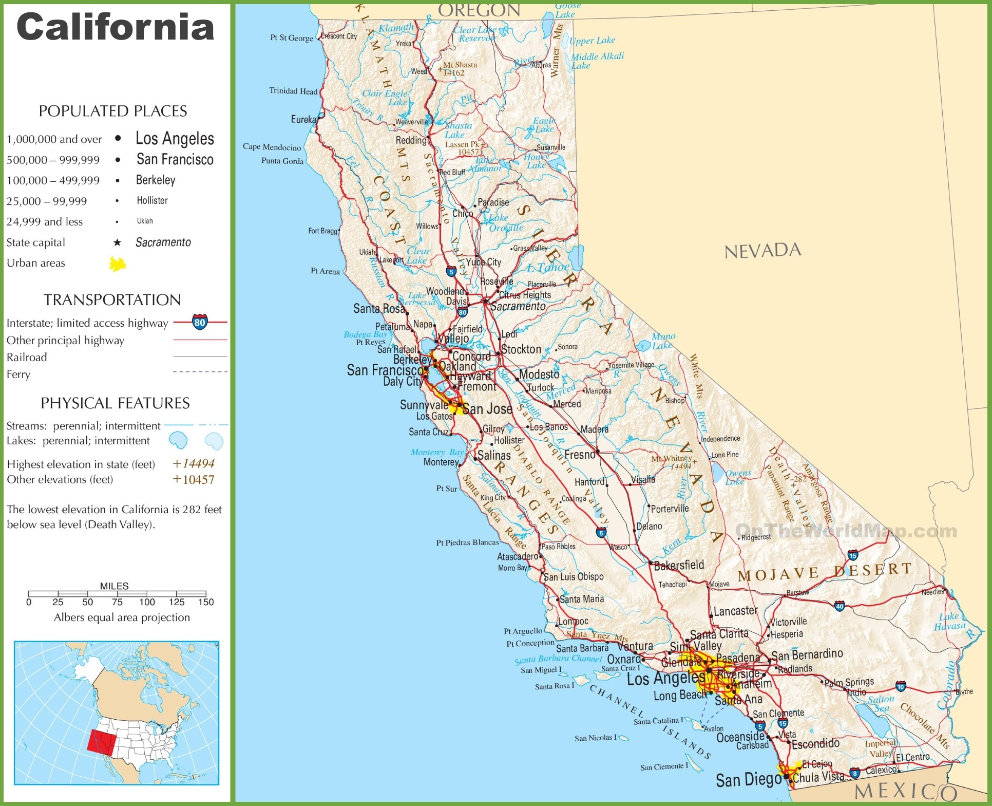 California Highway Map Ontheworldmap