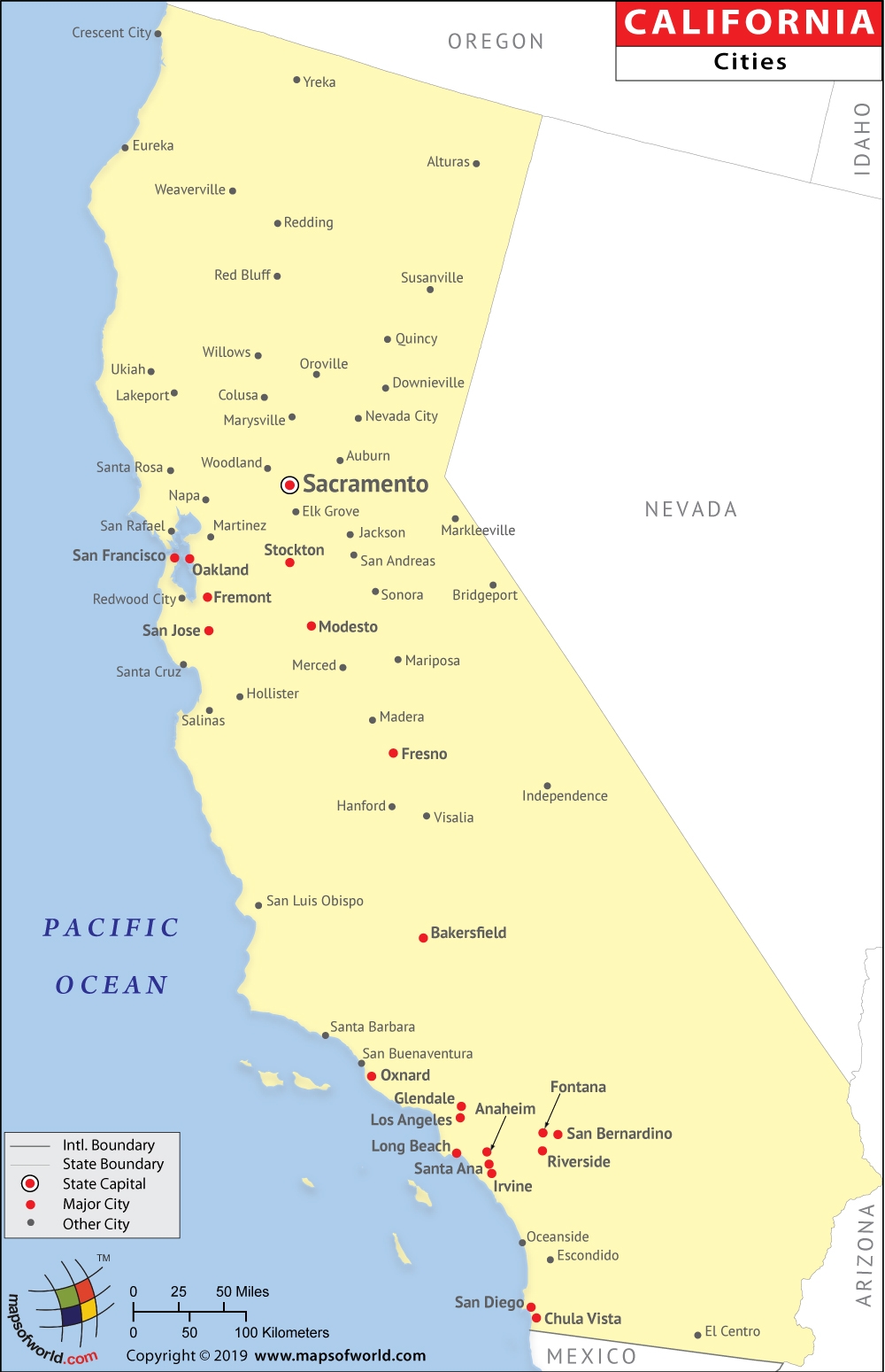 Printable California Usa Map