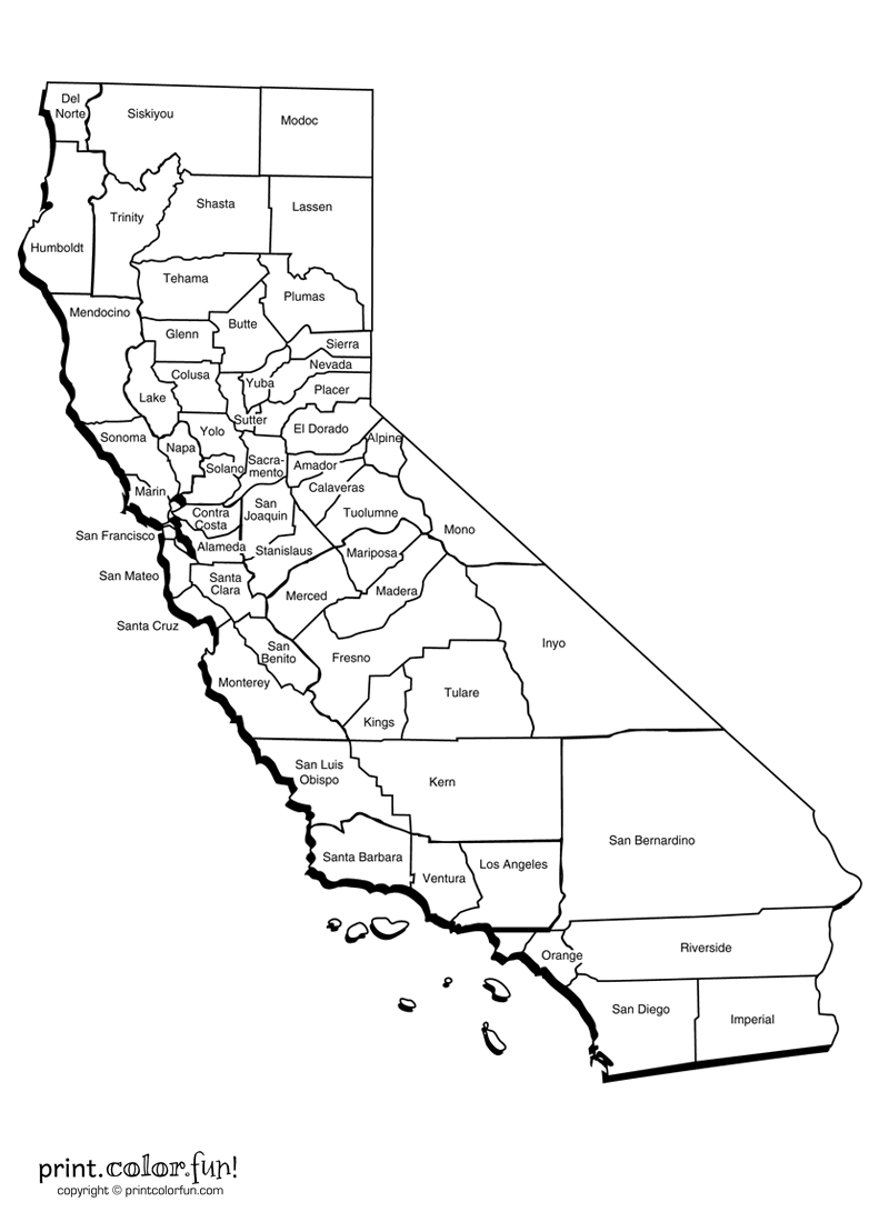 California Map For Kids Printable
