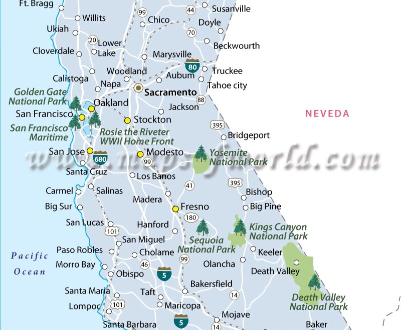 California National Parks Map Explore Yosemite More