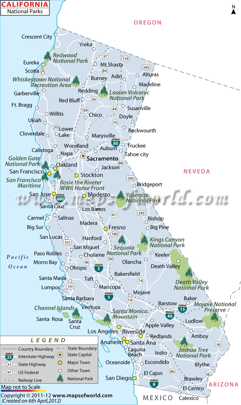 California National Parks Map Explore Yosemite More