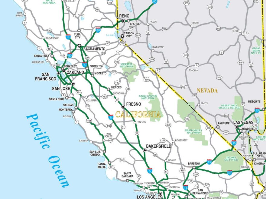 California Road Map Guide Of The World