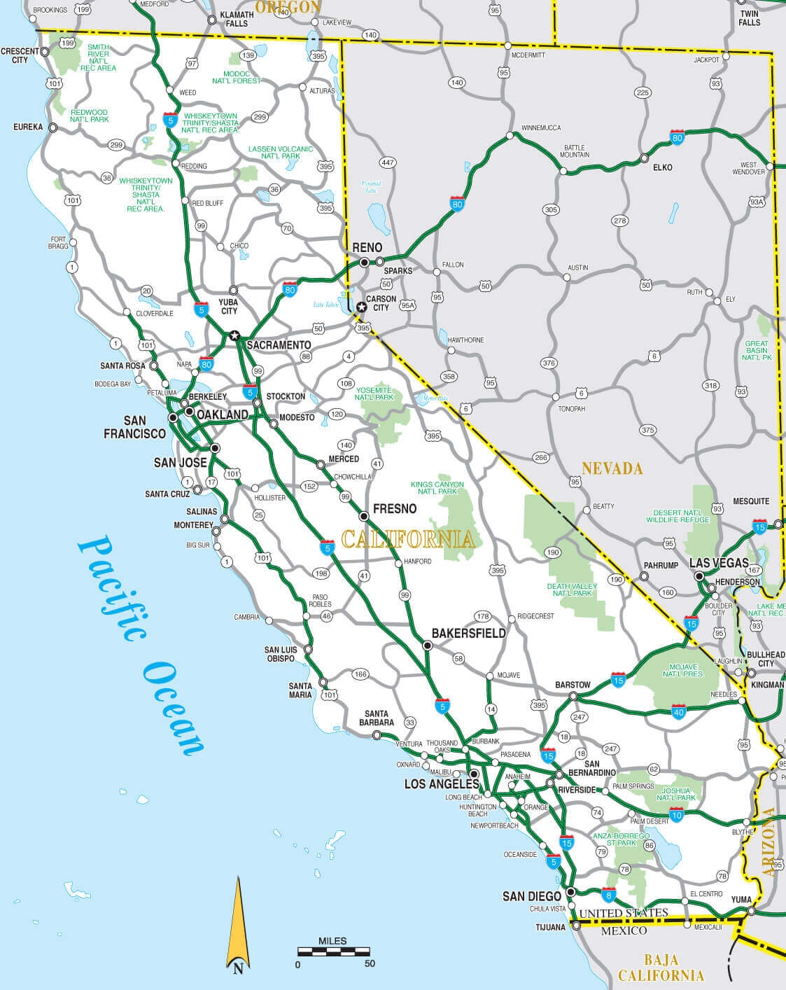 California Road Map Guide Of The World