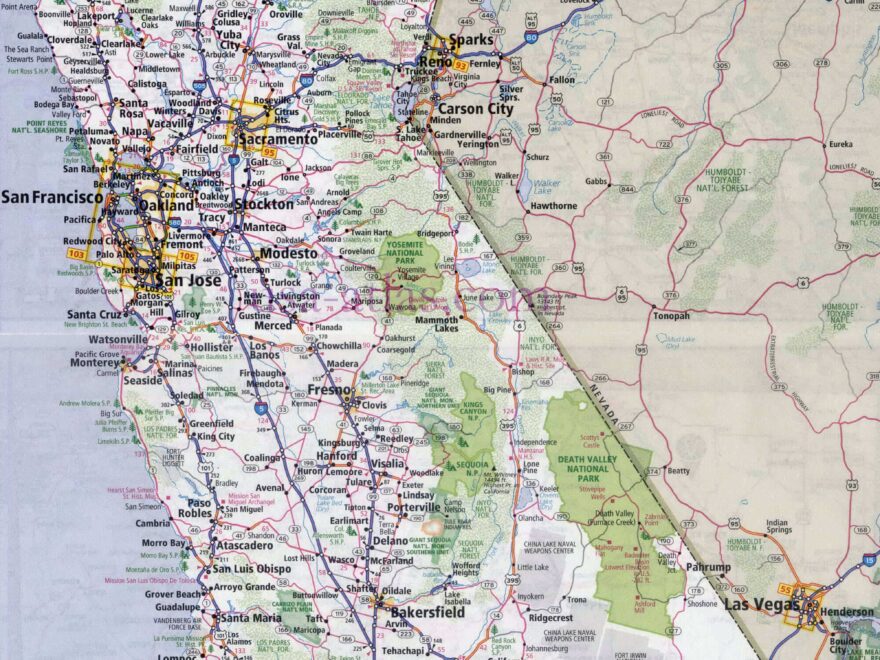 California Road Map Guide Of The World