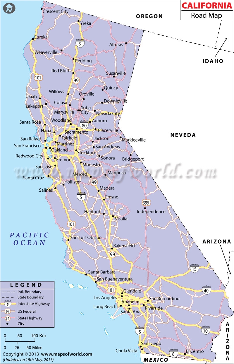 California Road Map Printable